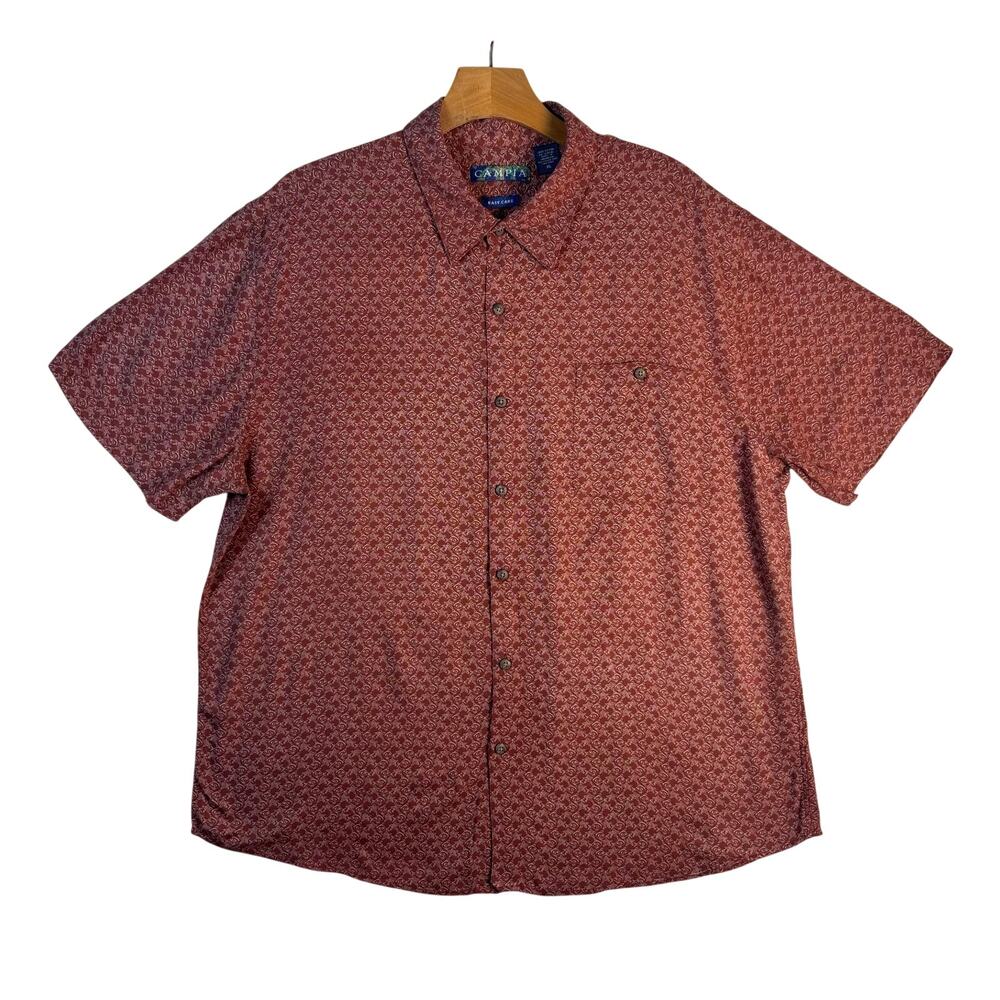 CAMPIA 100% Rayon Tropical Print Button Front Casual Dress Shirt Mens Size XL